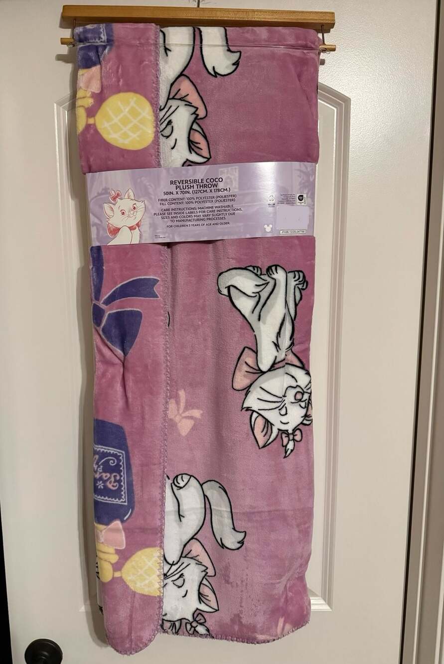 Disney The Aristocats Marie Reversible Coco Plush Throw Blanket 50in x 70in